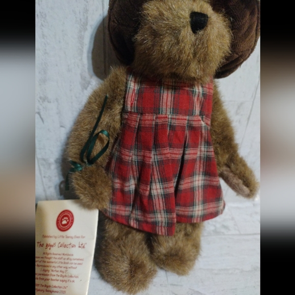Plaid Dress Teddy Bear with Floral Hat Vintage Boys'd Bears Lizzie Wishkabibble - Picture 5 of 10